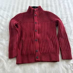 Men’s Express Sweater Cardigan with Pockets, Size M, Red